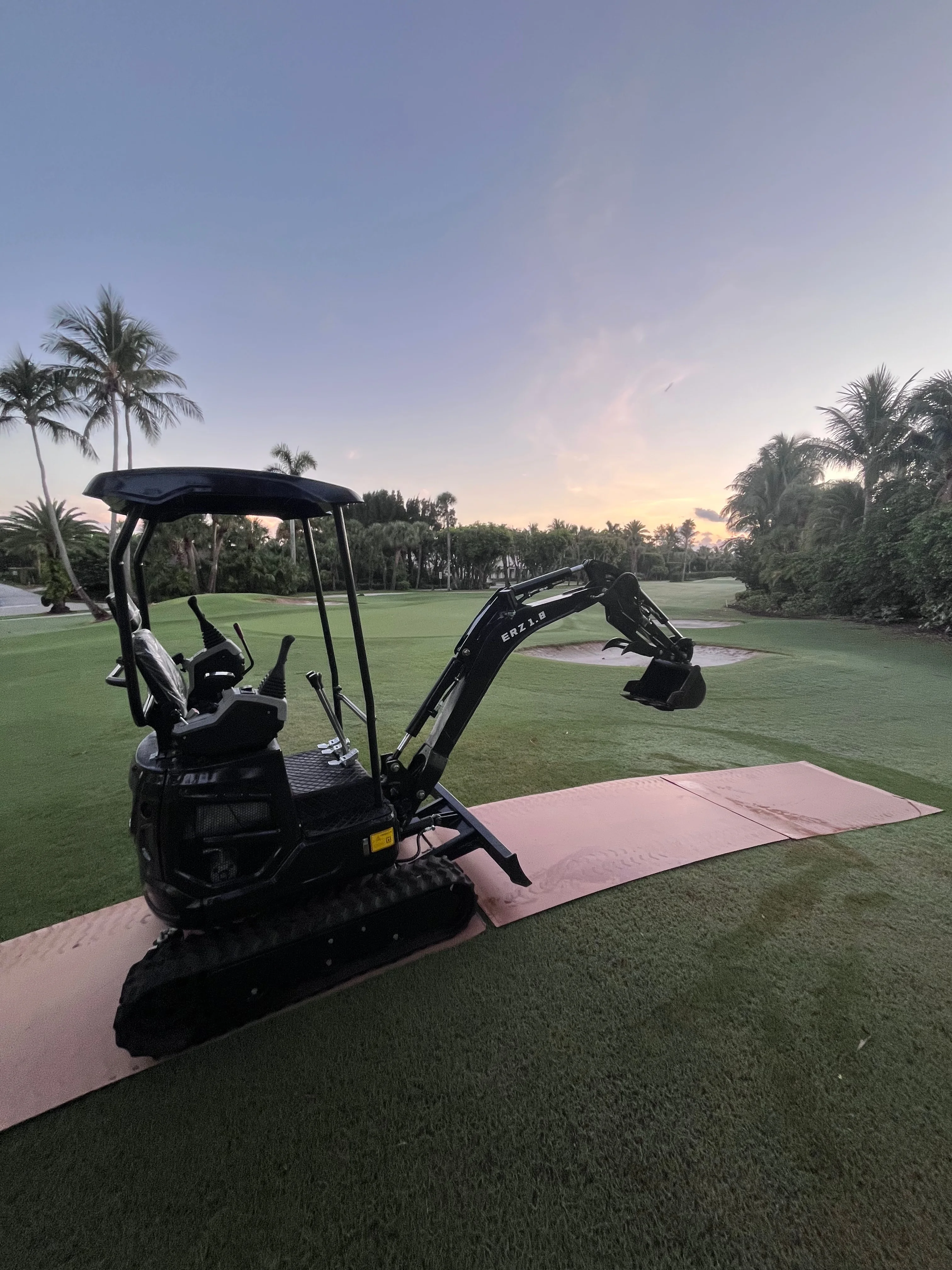 Mini excavator rental golf course repair Palm Beach County FL